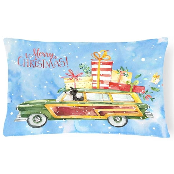 Merry Christmas Border Collie Canvas Fabric Decorative Pillow