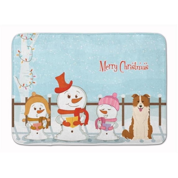 Merry Christmas Border Collie Red & White Machine Washable Memory Foam Mat - Red & White - 19in. H x 0.25in. W x 27in. L