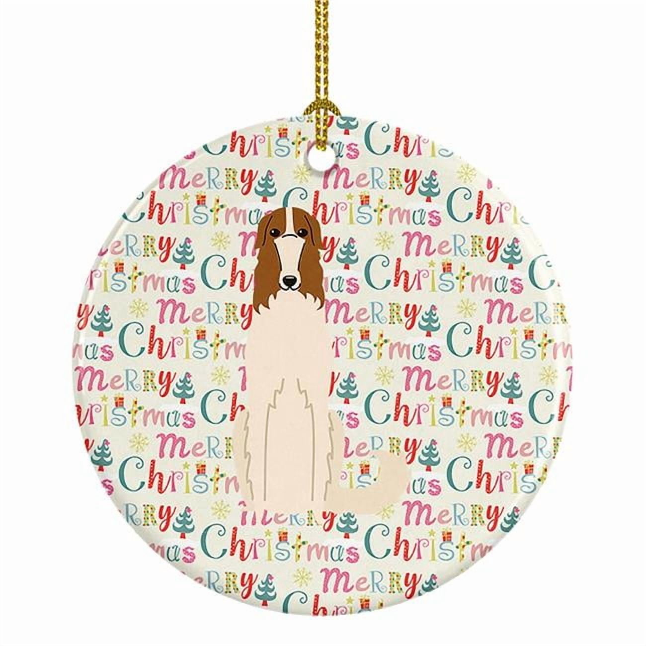 Merry Christmas Borzoi Ceramic Ornament 2.8 in x 2.8 in