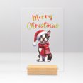 thumbnail image 1 of Merry Christmas Boston Terrier Enjoys Woofmas Winter Xmas Holiday Acrylic Plaque Sign Ashwood Base Gentleman Dog Lover Gifts Home Desk Decor - 02022, 1 of 5