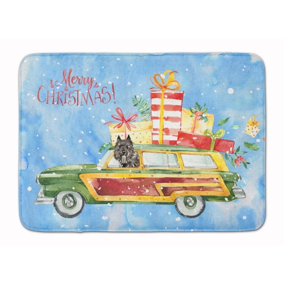 Merry Christmas Bouvier des Flandres Machine Washable Memory Foam Mat