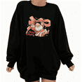 thumbnail image 1 of Merry Christmas Bow Santa Breathable and Commuting Tee T-Shirt Print Top Round-neck long-sleeved Black S-3XL, 1 of 6