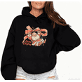 thumbnail image 1 of Merry Christmas Bow Santa Tee T-Shirt Print Top Fashion and Comfortable Hooded long-sleeved Black S-2XL, 1 of 7