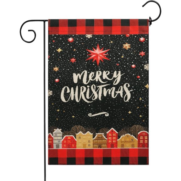 Merry Christmas Bow Stars Fireworks Garden Flag 12.5x18, Home Outdoor Garden Flag Decoration for Christmas Holiday -A