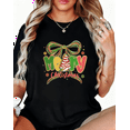 thumbnail image 1 of Merry Christmas Bow Tree Tee T-Shirt Print Top Commuting Short Sleeve Round Neck Black S-5XL, 1 of 5