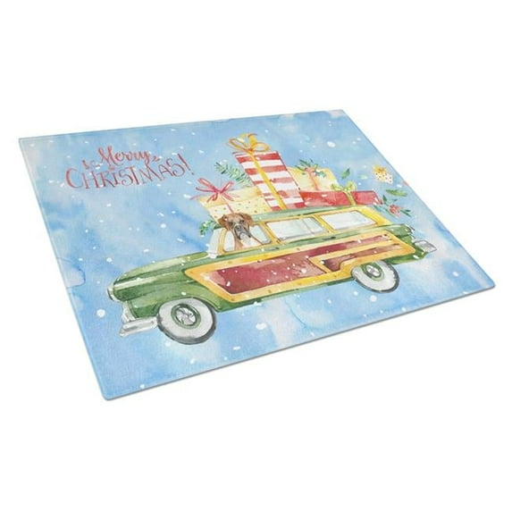 Merry Christmas Boxer Glass Cutting Board - Large