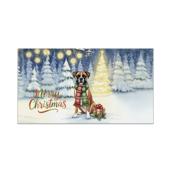 Merry Christmas Boxer Snowy Winter with Gifts Tree Decorations Doormat Boxers Dog Lover Gifts Idea Indoor Outdoor Welcome Mat - 12020