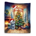 thumbnail image 1 of Merry Christmas British Shorthair Santa Hat Xmas Tree Winter Holiday Quilt Blanket Cat Lover Kitten Owner Gifts Cozy Comforter Throw Blanket - 01013, 1 of 5