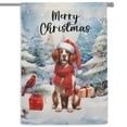 thumbnail image 1 of Merry Christmas Brittany Spaniel Enjoys Woofmas Winter Xmas Holiday House Flag 28x40in Double Sided Brittany Dog Lover Gifts Idea Outdoor Decor - 02022, 1 of 5