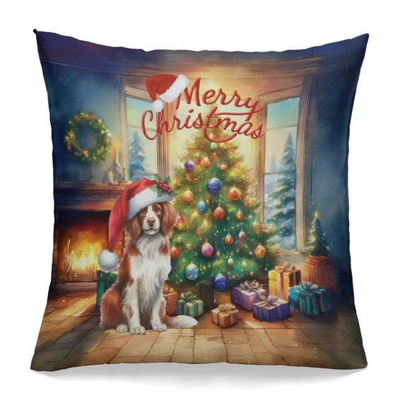 Merry Christmas Brittany Spaniel Santa Hat Xmas Tree Winter Holiday Pillowcase Double Sided Brittany Dog Lover Gifts Idea Pillow Case Covers - 01013