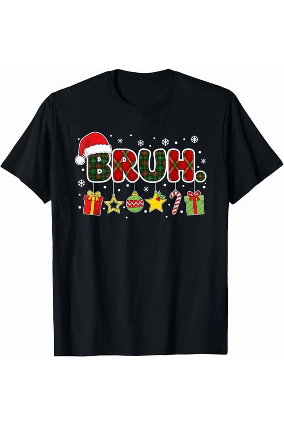 Merry Christmas Bruh Bro Meme Funny Cool Xmas Holiday Graphic Unisex T-Shirt, up to Size 5XL