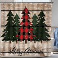 thumbnail image 1 of Merry Christmas Buffalo Check Plaid Xmas Tree Polyester Shower Curtain for Bathroom Decor 72"x72", 1 of 7