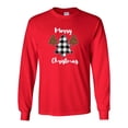 thumbnail image 1 of Merry Christmas Buffalo Plaid Leopard Print Trees Unisex Adult Long Sleeve T-shirt-Red-xxl, 1 of 4