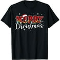 thumbnail image 1 of Merry Christmas Buffalo Plaid Red Santa Family Xmas Pajamas T-Shirt, 1 of 6
