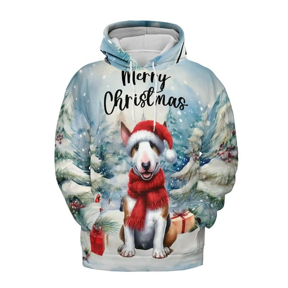 Merry Christmas Bull Terrier Enjoys Woofmas Winter Xmas Holiday All Over Print 3D Hoodie Unisex Merch Hoodies Bully Dog Lovers Gifts Idea - 02022