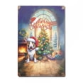 thumbnail image 1 of Merry Christmas Bull Terrier Santa Hat Xmas Tree Winter Holiday Vertical Metal Aluminum Sign Bully Dog Lovers Gifts Idea Wall Art Home Decor - 01013, 1 of 5