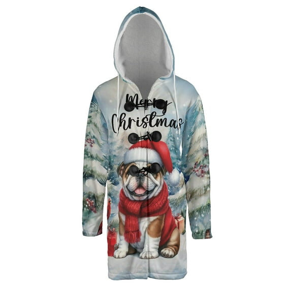 Merry Christmas Bulldog Enjoys Woofmas Winter Xmas Holiday All Over Print 3D Hooded Duffle Toggle Coat Dog Lover Gifts Idea - 02022