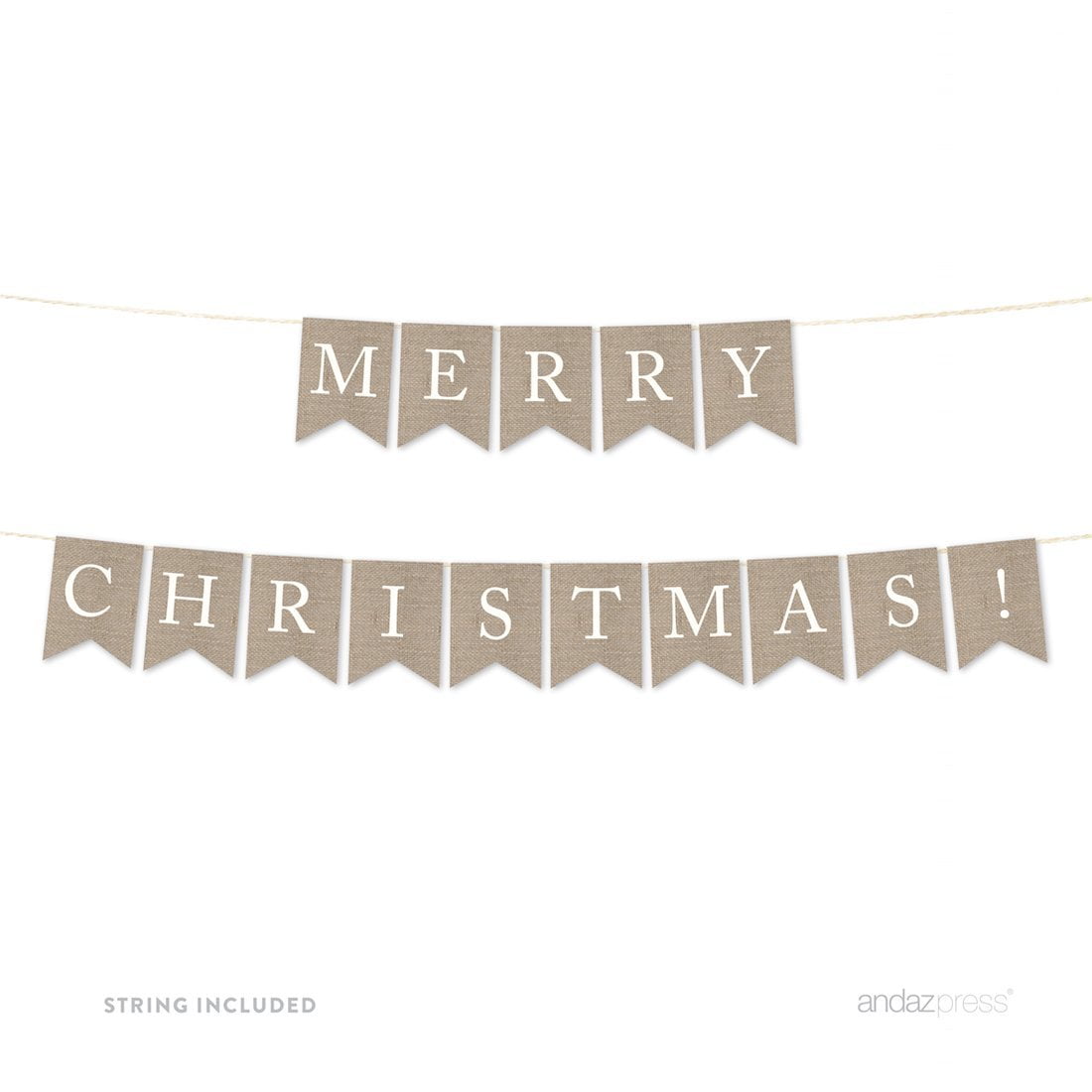 Merry Christmas! Burlap Pennant Party Banner - Walmart.com
