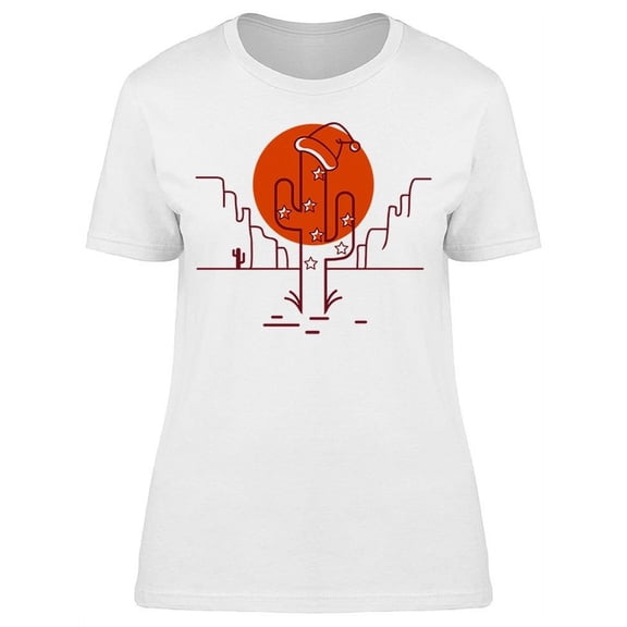 Merry Christmas Cactus Circle T-Shirt Women -Image by Shutterstock, Female Medium