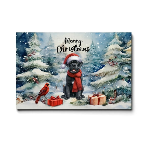 Merry Christmas Cane Corso Enjoys Woofmas Winter Xmas Holiday Horizontal Matte Canvas Poster Italian Mastiff Dog Lover Gifts Idea Wall Art Home Decor - 02022