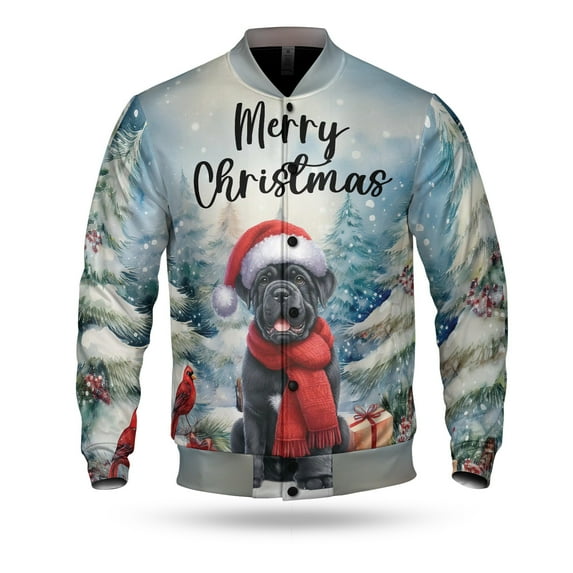 Merry Christmas Cane Corso Enjoys Woofmas Winter Xmas Holiday All Over Print 3D Baseball Jacket Italian Mastiff Dog Lover Gifts Idea Bomber Jacket Softball - 02022
