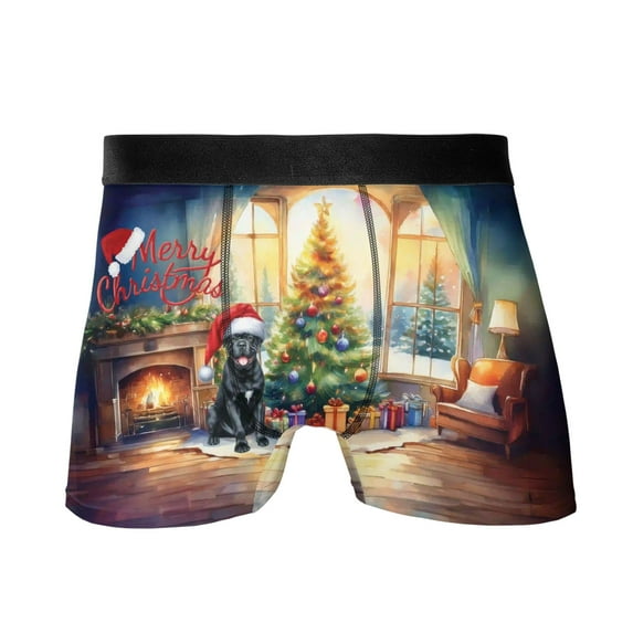 Merry Christmas Cane Corso Santa Hat Xmas Tree Winter Holiday All Over Print Boxer Briefs Underwear for Men Dad Italian Mastiff Dog Lover Gifts Idea - 01013