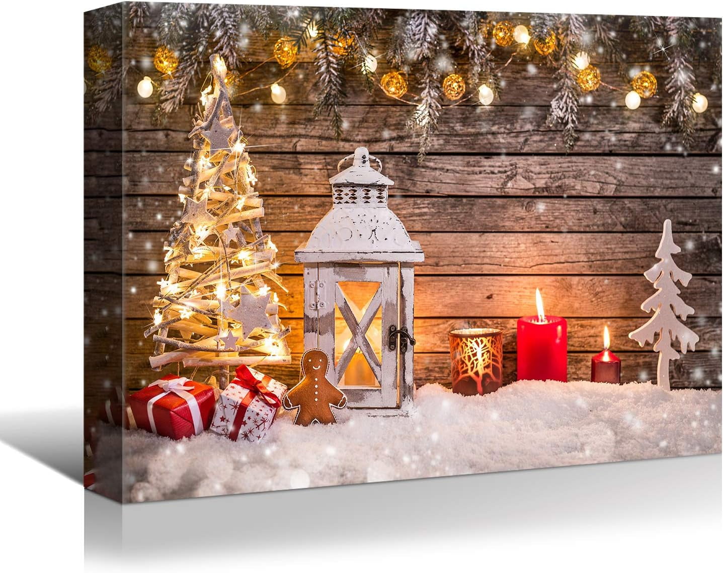 Merry Christmas Canvas Wall Art, 18x12 Inch Gingerbread Man with Wood ...