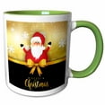 thumbnail image 1 of 3drose, Merry Christmas Card with a Cute Santa, 15oz Two-tone Green Mug, 1 of 6