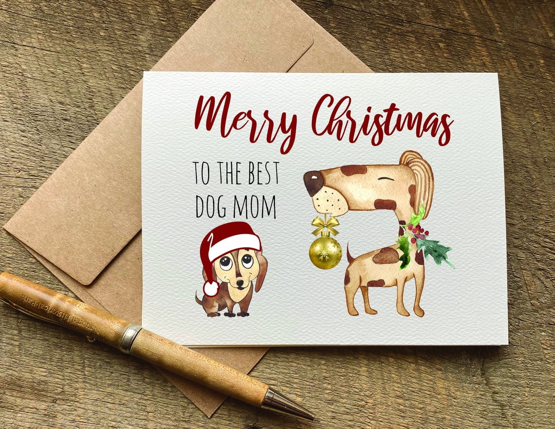 Merry Christmas Card for Dog Mom – Adorable Dog Illustrations with ...