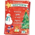 thumbnail image 1 of Merry Christmas Card for Nephew – Festive Snowman and Christmas Tree Design – Ideal Holiday Greeting with Envelope Included, 1 of 2