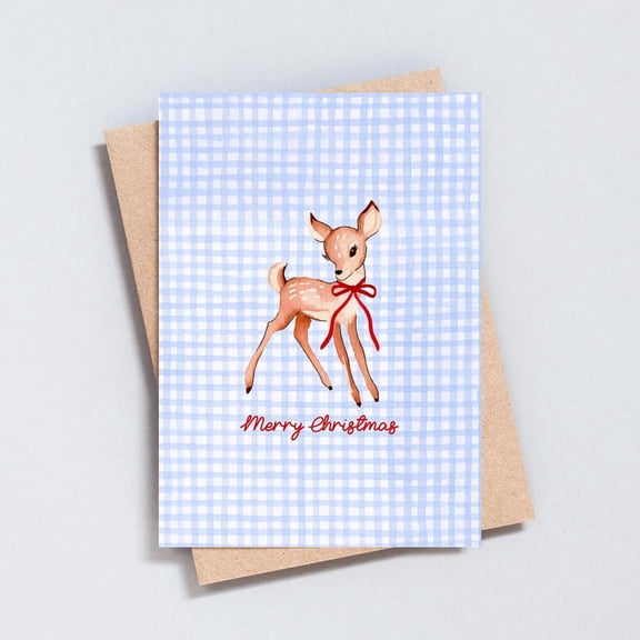 Merry Christmas Card with Cute Fawn Design  Adorable Greeting for Family and Friends  Blank Inside for Personal Messages  Envelope Included