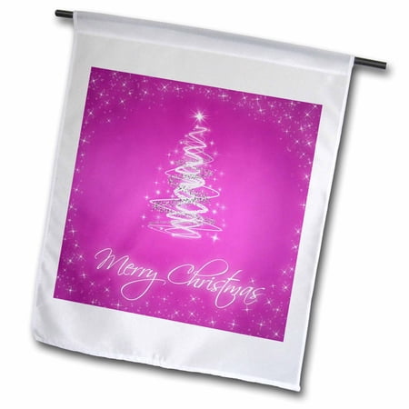 3dRose, Merry Christmas Cards With Tree Pink, 18 x 27 inch Garden Flag