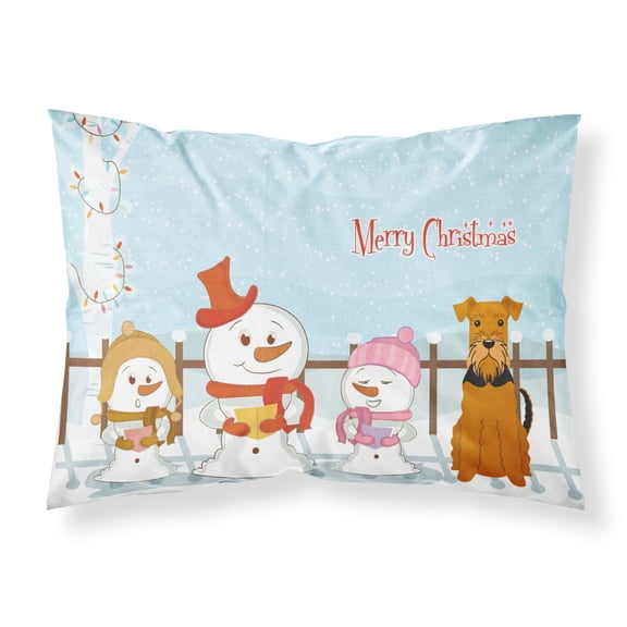 Merry Christmas Carolers Airedale Fabric Standard Pillowcase