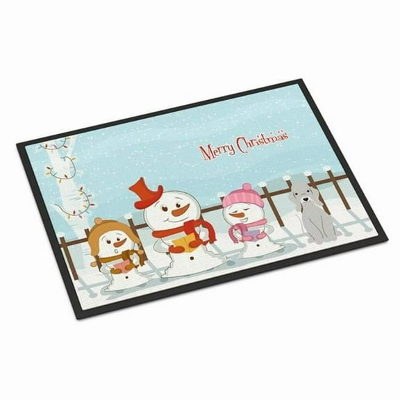 Merry Christmas Carolers Bedlington Terrier Blue Indoor or Outdoor Mat - 18 x 0.25 x 27 in.