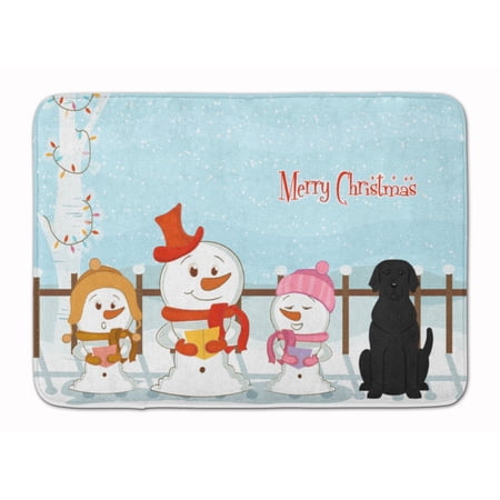 Merry Christmas Carolers Black Labrador Machine Washable Memory Foam Mat