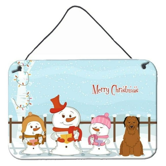 Merry Christmas Carolers Briard Brown Wall or Door Hanging Prints