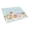 thumbnail image 1 of Merry Christmas Carolers Bull Terrier Brindle Glass Cutting Board - Large, 1 of 1