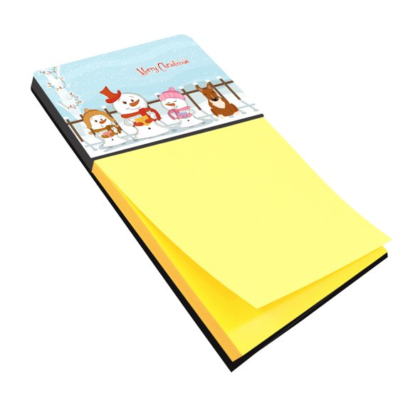 Merry Christmas Carolers Bull Terrier Red Sticky Note Holder