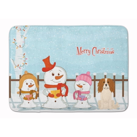 Merry Christmas Carolers Cavalier Spaniel Machine Washable Memory Foam Mat