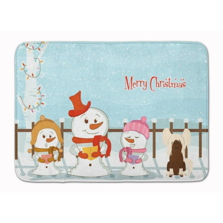 Merry Christmas Carolers Chinese Crested Cream Machine Washable Memory Foam Mat