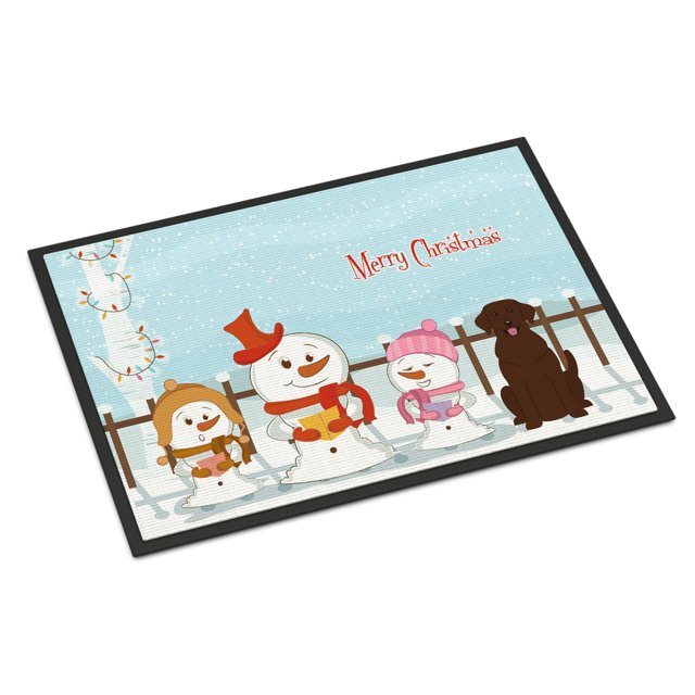 Merry Christmas Carolers Chocolate Labrador Door Mat