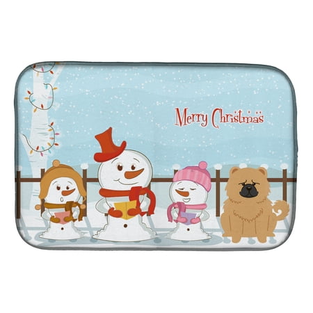 Merry Christmas Carolers Chow Chow Cream Dish Drying Mat