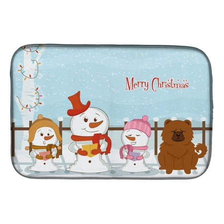 Merry Christmas Carolers Chow Chow Red Dish Drying Mat
