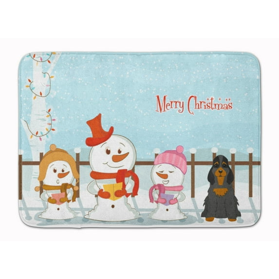 Merry Christmas Carolers Cocker Spaniel Black Tan Machine Washable Memory Foam Mat