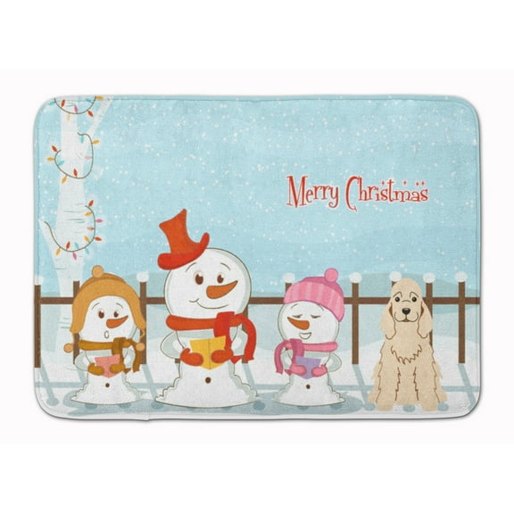 Merry Christmas Carolers Cocker Spaniel Buff Machine Washable Memory Foam Mat