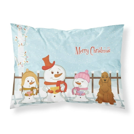 Merry Christmas Carolers Cocker Spaniel Red Fabric Standard Pillowcase