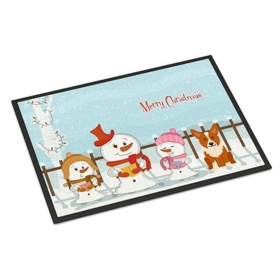 Merry Christmas Carolers Corgi Indoor or Outdoor Mat 18 x 0.25 x 27 in.
