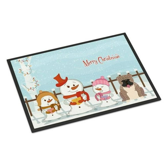 Merry Christmas Carolers English Bulldog Grey Brindle Indoor or Outdoor Mat