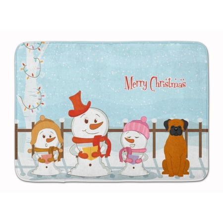 Merry Christmas Carolers Fawn Boxer Machine Washable Memory Foam Mat