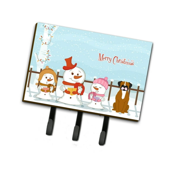 Merry Christmas Carolers Flashy Fawn Boxer Leash or Key Holder